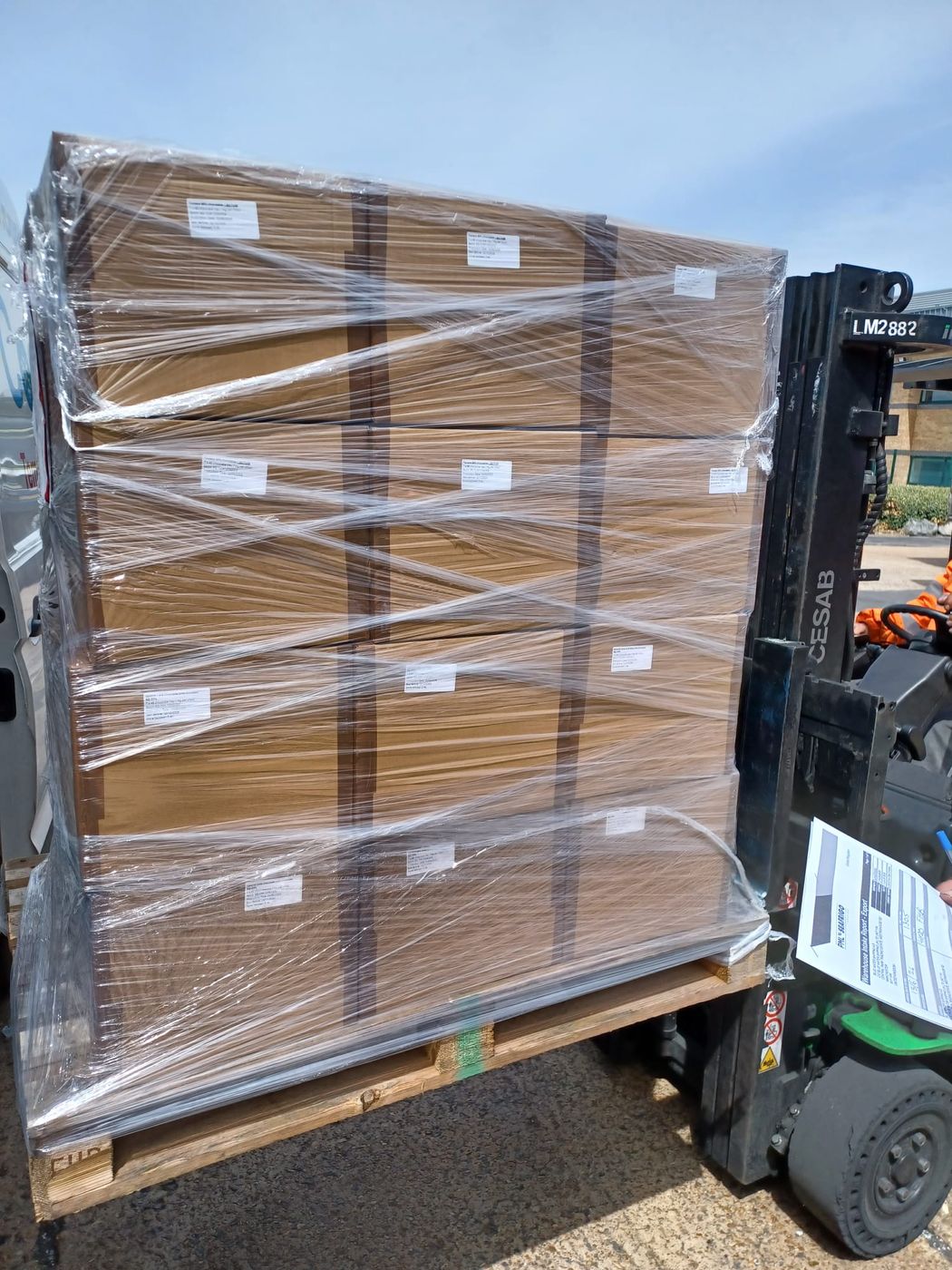 Palletised air cargo wrapped and ready for export