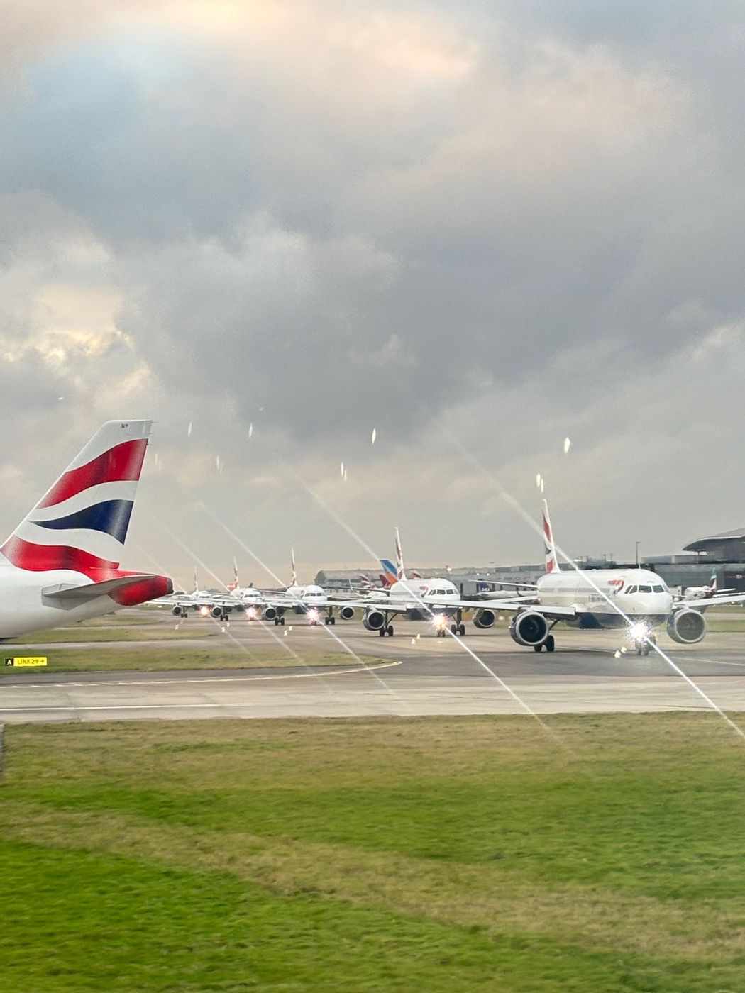 Aircraft waiting to depart at Heathrow