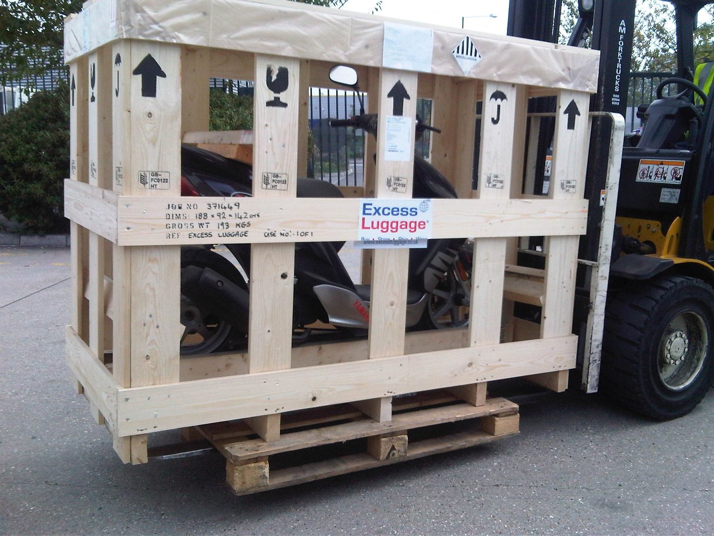 Bicycles boxed and prepared for international shipping