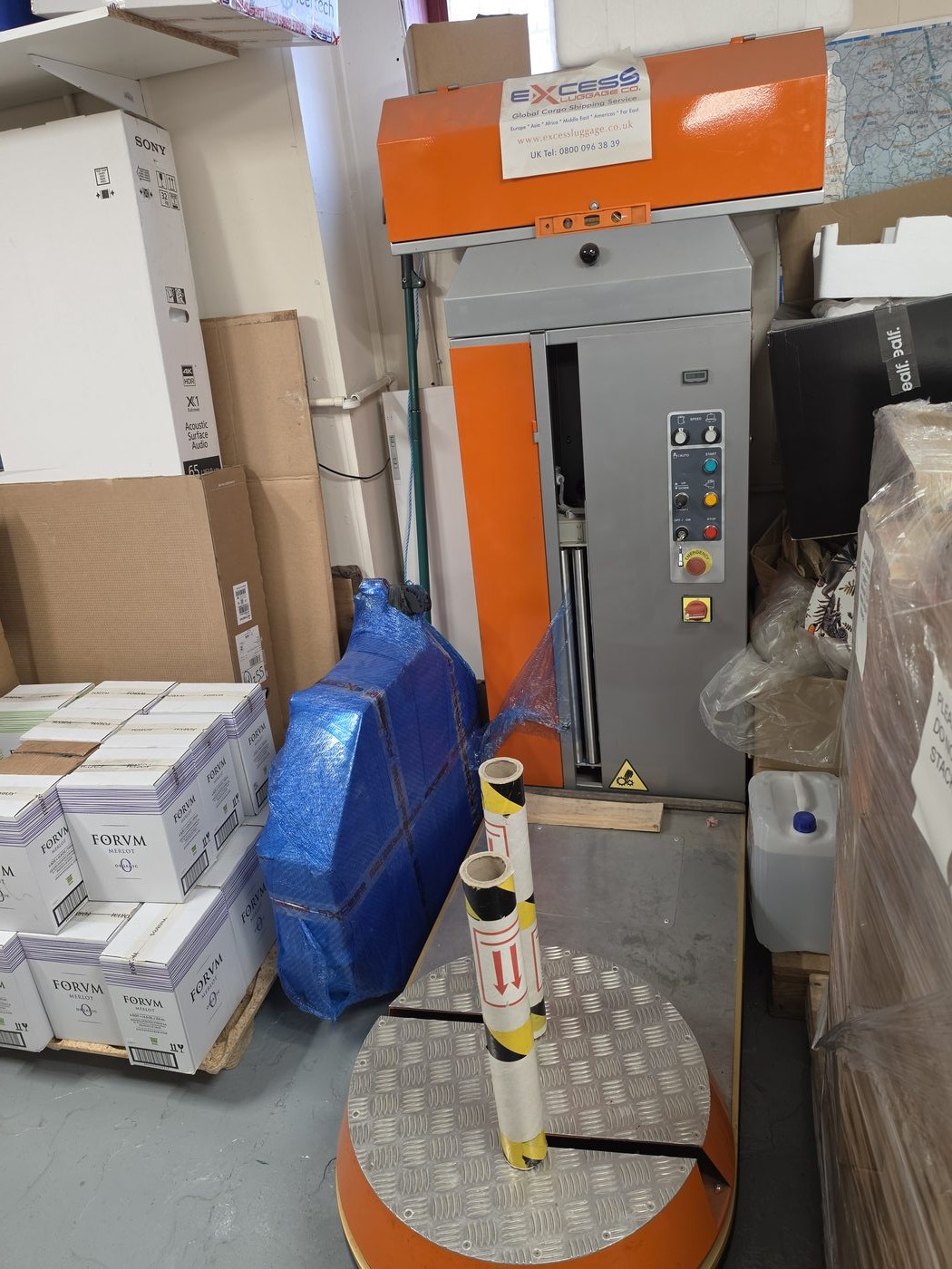 Wrapping a shipment in our warehouse